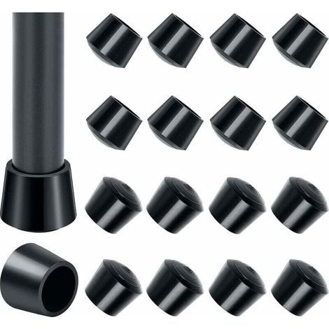 (16 piezas) Tapas de goma para patas de silla, paquete de 16, diámetro interior de 25 mm, color negro (1/4)