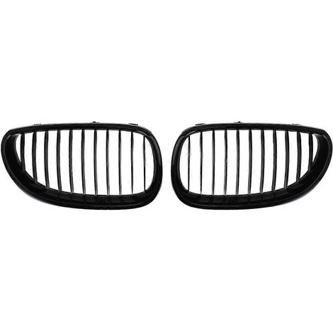 Frontgrill im M5-Stil für BMW 5er E60 E61 2003-2009, doppelte Lamellen in Hochglanzschwarz, Grill-Set in Hochglanzschwarz, Auto-Ersatzteil, schwarze Niere, kompatibel mit Limousine/Kombi der 5er-Reihe (1/5)