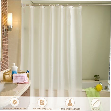Htovila rideau de douche blanc en PEVA étanche anti-moisissure 72 x 72 pouces privacité salle de bain maison hôtel avec 12 crochets