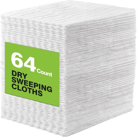 64 Chiffons de balayage secs, 20,3 x 26,4 cm, fibres texturées, pour sol bois et carrelage, maison et bureau
