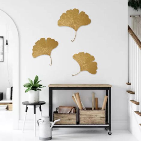 Décoration Murale Métal Ginkgo Biloba Artisanale Élégante Moderne Sans Décoloration Fer pour Salon Chambre Salle à Manger Porche (1/5)