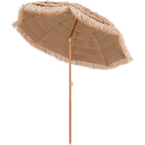 Ombrellone da patio resistente all'acqua e al sole con tetto di palma struttura in metallo, Ombrellone da 208cm (1/4)