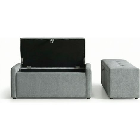 CHICFURN Banco de almacenaje 122 x 48 x 44 cm gris claro, baúl para pie de cama, 200 kg (1/5)