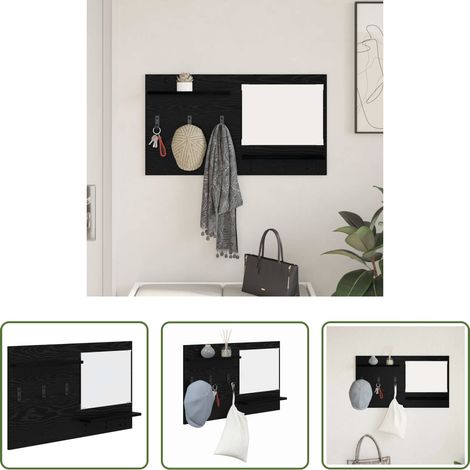 Rangement manteau -  Porte-manteau mural avec étagère Chêne noir 90 x 10 x 50 cm (1/5)