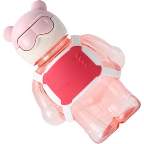 400-ml-Trinkflasche aus Kunststoff, Bärenform, leicht, tragbar, geeignet für Outdoor-Sportarten, rosa (1/5)