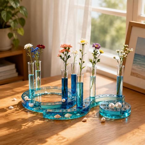 moules en résine époxy, moules en Silicone pour Vase avec Tubes à essai, Porte-Fleurs en Forme de S, Moule en Silicone pour Cadeaux Faits Main DIY (1/5)