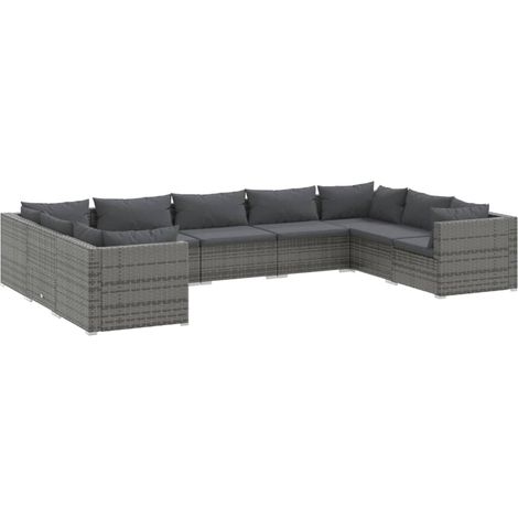Maison Exclusive - 9-tlg. Garten-Lounge-Set mit Kissen Poly Ratta (1/5)