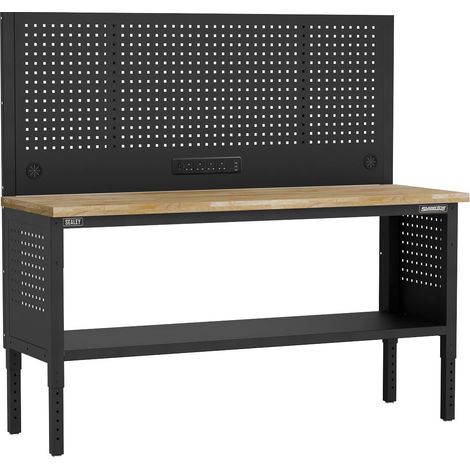 Sealey APMWB72COMBOW Superline PRO Modular Workbench with Pegboard Back Panel Wooden Worktop 1830mm