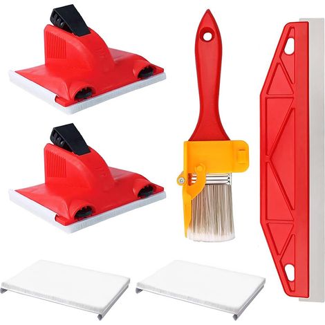 4 pièces d'outils de bordure de peinture - outils de bordure pour peintres - parfaits pour les bords avec 2 tampons de rechange - pinceaux - protection anti-peinture - obtenez des bords impeccables su (1/5)