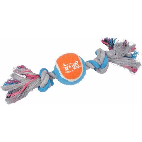 Jouet Chien "Corde & Balle de Tennis" 30cm Orange