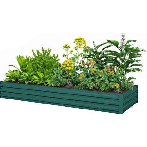 Outsunny Letto per Orto Rialzato in Metallo Portapiante per Fiori