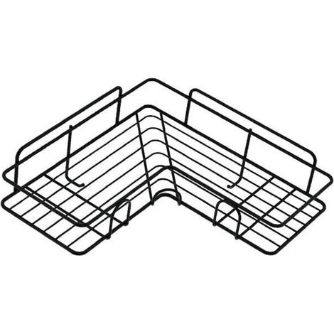 Mensola angolare per doccia senza foratura, mensola per bagno, porta sapone in acciaio inox per bagno, contenitore per cucina (nero) Pezzo unico