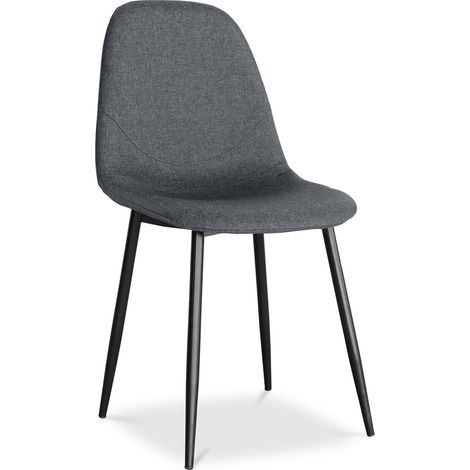 Chaise de salle à manger - Tapissée de tissu - Faby Gris (1/5)