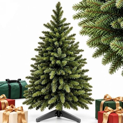 Relaxdays Albero di Natale, abete natalizio artificiale, in PE e PVC, supporto in legno, 150 cm, senza luci, verde (1/5)