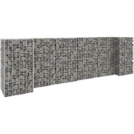 Jardinière de jardin - Balconnière à fleurs à gabion en H Fil d'acier 260x40x80 cm BV509330 - BonneVie (1/5)