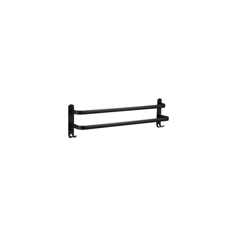 Porte-serviettes mural en acier inoxydable, support double pour peignoirs et serviettes, 40 cm, finition noir mat, idéal pour salle de bain (1/5)