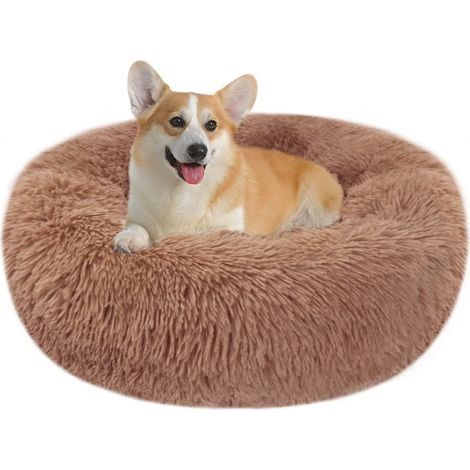 Panier Chien et Chat Moelleux Rond - Coussin Chat et Chien Anti Stress Apaisant en Peluche, Donut Lit Confortable Lavable pour Chat Chien Petit Moyen Taille (Café,60cm) (1/5)