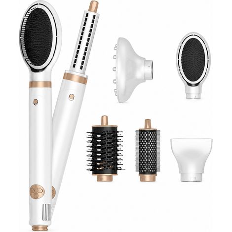 Brosse soufflante 6-en-1 pliable avec fer à boucler automatique, blanche, fiche UK, 240 V (1/5)