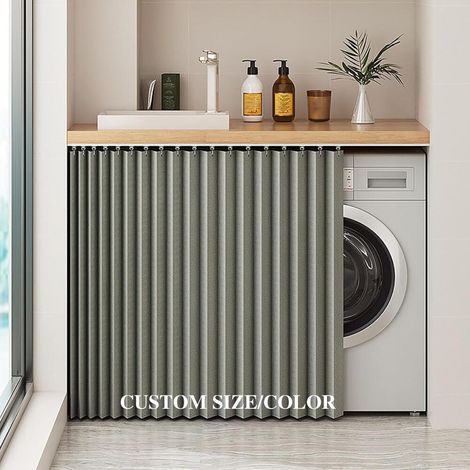 Dustproof Curtain for Door Curtains Custom Made Faux Linen Blackout Curtain Windproof Closet Curtain (1/5)