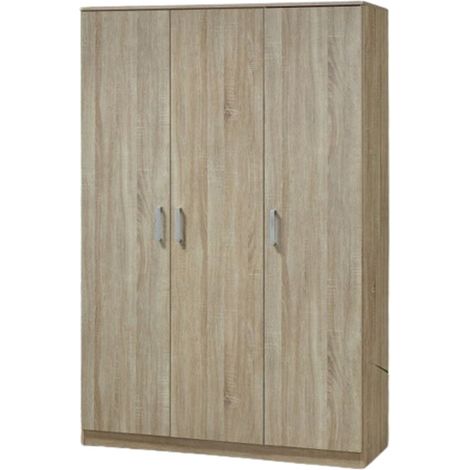 Armadio BARTIN a 3 porte, rovere Sonoma, maniglie grigie, design contemporaneo