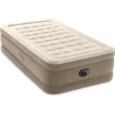 materasso singolo autogonfiante intex "dura-beam pillow ultra push" colore beige con pompa inclusa, 99x191x46 cm - cod. 64426nd