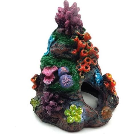 Decoration aquarium corail, Decoration aquarium pour tortue, Decor pour aquarium, en Polyrésine, 13.5 13.5 16 cm (1/4)