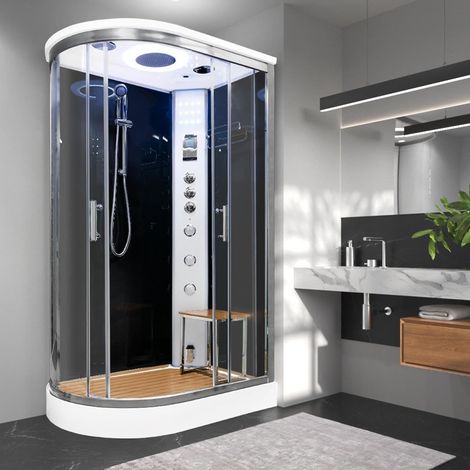 Vidalux Clearwater 1200 Right Steam Shower 1200 x 800-Black (1/5)