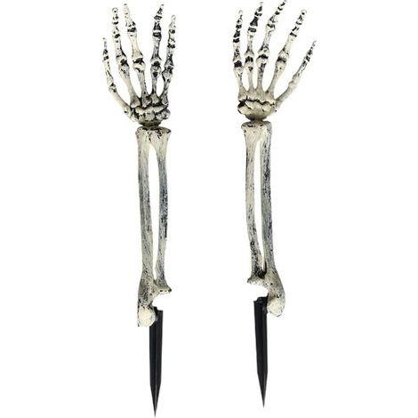 Halloween Squelette Mains, Halloween Squelette Effrayant Squelette Mains Stake Faux Os de Main Humaine pour Intérieur Extérieur Halloween Décor (1/5)