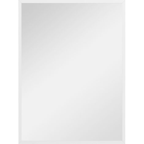 Specchio da parete rettangolare 60 x 80 cm, cornice in MDF, ideale per bagno, soggiorno o camera da letto, bianco (1/5)