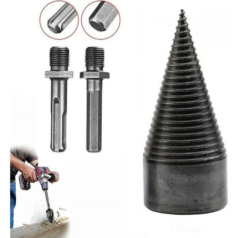 TrAdE Shop Traesio - Vite Conica Spaccalegna 40mm Fresa Legno Punta Per Trapano Con 2 Attacchi -