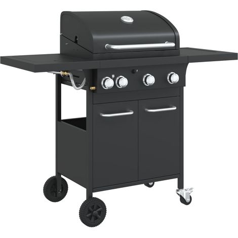 Gasgrill mit 4 Flammen Schwarz Pulverbeschichteter Stahl vidaXL (1/5)
