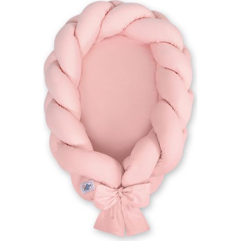 Cocon bébé tressé 2 en 1 - rose poudré