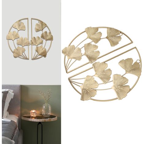 Goldene Ginkgoblatt-Wanddekoration [Goldene Eisen-Wandkunst] – 2-teilige luxuriöse nordische Wohndekoration für Wohnzimmer, Büro, Schlafzimmer (1/5)