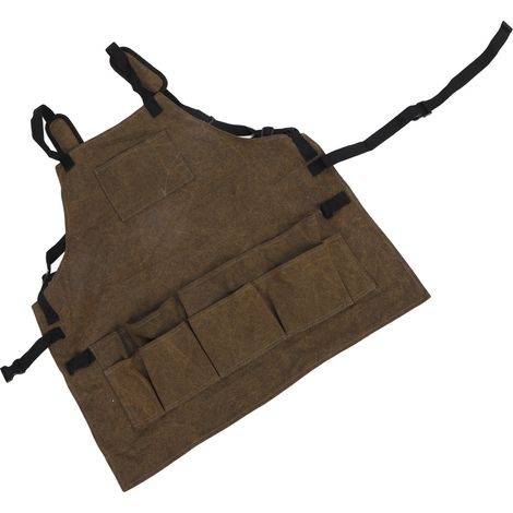 Tablier de jardinage en toile, pratique, avec bretelles et 11 poches, multifonctionnel, idéal pour la maison, le jardin et les cafés. (1/5)