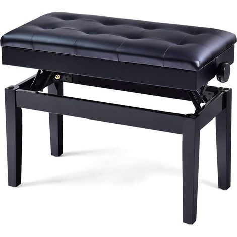 COSTWAY Panca per Pianoforte Imbottita Regolabile in Altezza, Panca per Pianoforte, Panca Imbottita per Pianoforte, Dimensioni:74 x 34 x (48,556,5) cm (1/5)