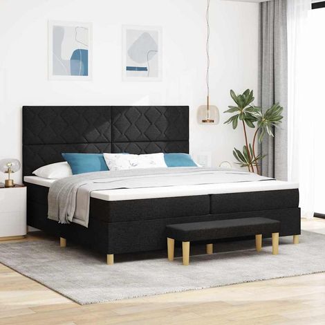 Boxspringbett mit Matratze Schwarz 200 x 200 cm Stoff (1/5)