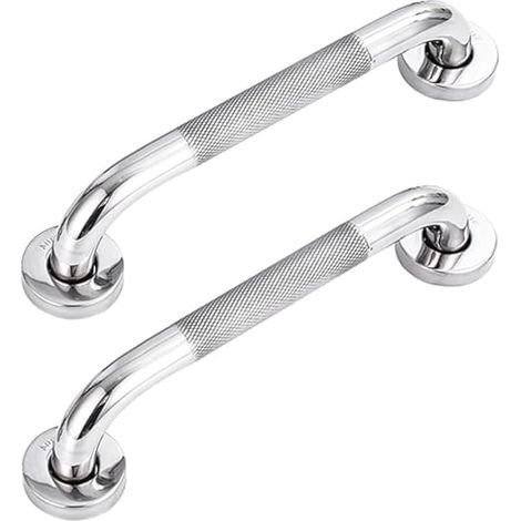 Set da 2 barre di appoggio per bagno in acciaio inossidabile 304 con impugnatura antiscivolo, per vasca da bagno, WC, bagno, corrimano scale (1/5)