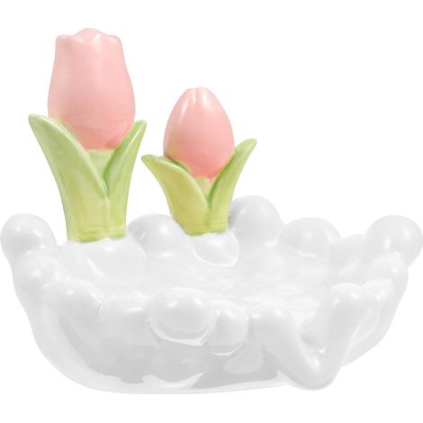 Porte-savon autonettoyant en céramique blanc pour la cuisine