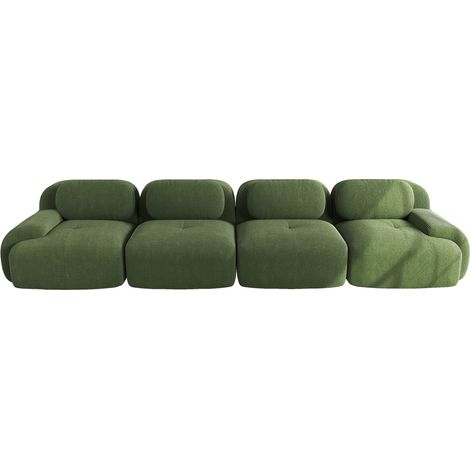 Sofá modular de 4 plazas en pana verde HOMVRA (1/5)