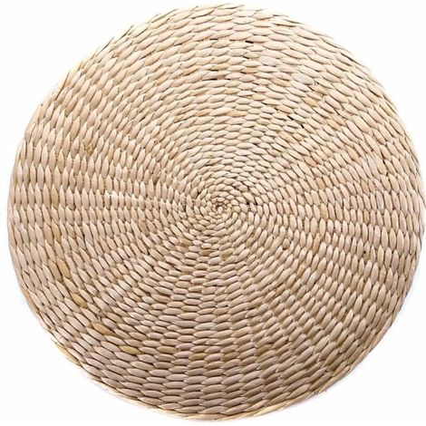 Almohadón tejido a mano Pouf 40x6cm Banco suave Alfombra para pies Taburete redondo (1/5)