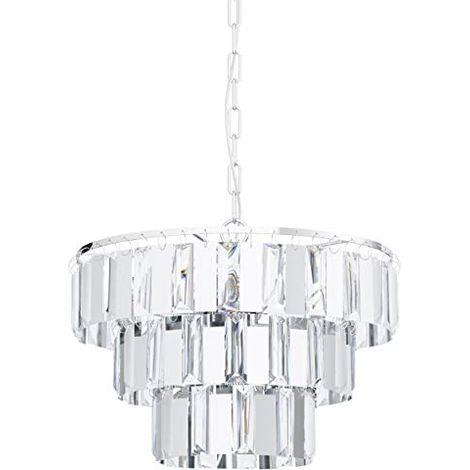 Lampadario A Sospensione Moderno Erseka Acciaio Cromo Cristallo 5 Luci E14 (1/3)