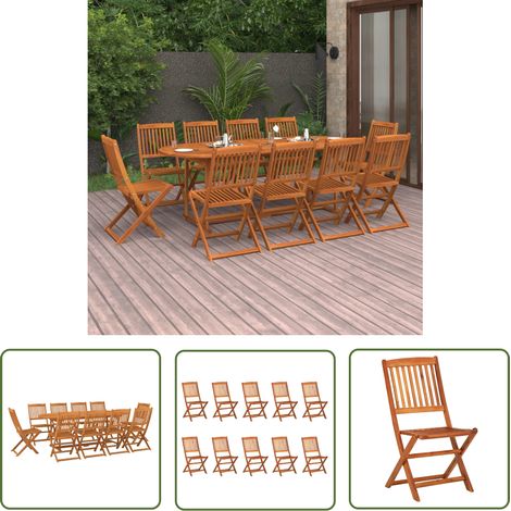 Maison Exclusive 11-tlg. Garten-Essgruppe 220x90x75 cm Massivholz (1/5)