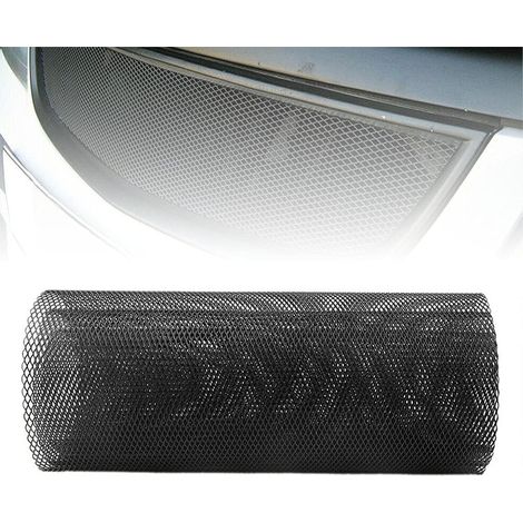 Grille en maille en aluminium, 100 x 33 cm, trou 3 x 6 mm, pour pare-chocs, étanche et résistant à la corrosion (noir) (1/5)