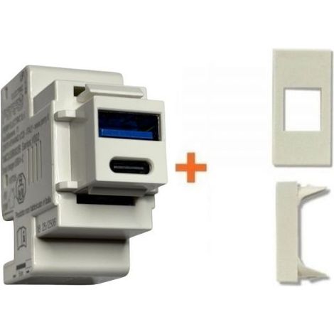 Perry presa USB A + C 3A compatibile Legrand Vela bianca - 1MCUSB002B