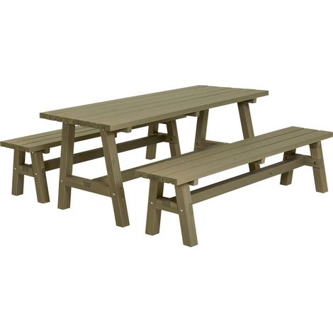 kaiserkraft  568917  Sitzgarnitur  Tisch  2 Bänke  graubraun