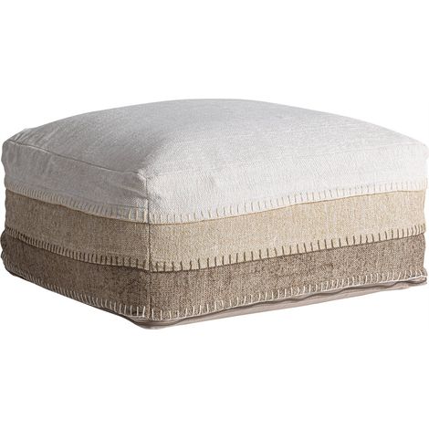 Pouf carré déhoussable en coton - tons neutres beige et marron (1/3)