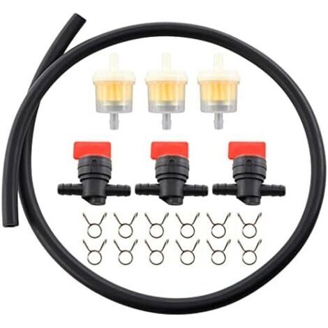 VURAHOME - Lot de 3 robinets à essence universels 6 mm - Pour la plupart des moteurs Briggs & Stratton 698183, 494768, 493960, 491860, Wolf 2058063, 2059063