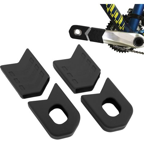 4 pièces Protège-manivelle VTT Silicone, Capuchon de Protection pour Pédalier Noir (1/5)