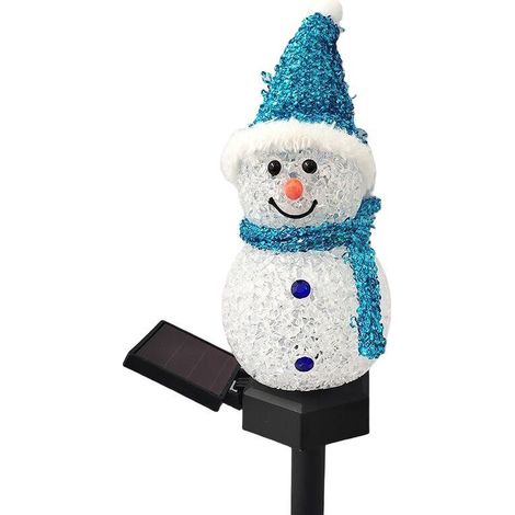 Lampe Solaire De Jardin En Forme De Bonhomme De Neige - 44 Cm - Éclairage Extérieur Pour Pelouse Cour Et Patio - 1 Pièce (1/5)