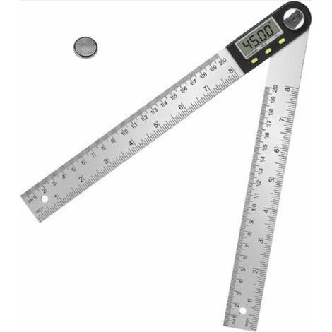 Règle D'angle Numérique, Rapporteur, Mesure de Longueur 300 mm et d'Angle en Acier Inoxydable avec Maintien, Zéro et Grand Ecran LCD, Système Mm/Inch, pour le Travail du Bois, Construction (1/5)
